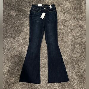 NWT Judy Blue dark wash flare jeans with raw hem - size 7/28